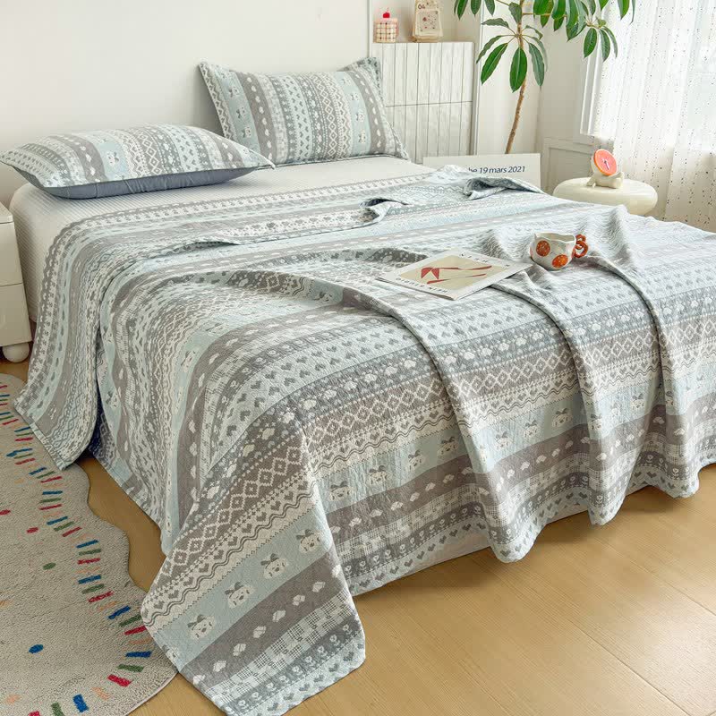 courtepointe en gaze de coton style Fair Isle - image 1