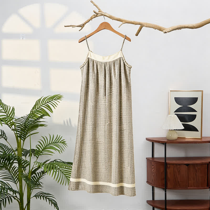 Chemise de nuit vintage à imprimé abstrait - Beige - XL - image 0