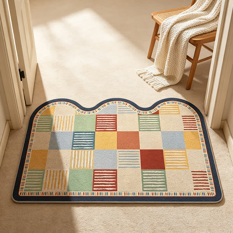 Tapis Ownkoti rétro patchwork à bord ondulé - image 1