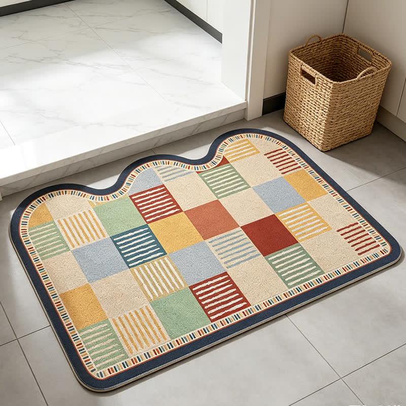Tapis Ownkoti rétro patchwork à bord ondulé - image 3