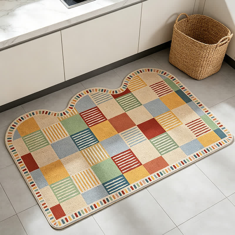 Tapis d'entrée imprimé patchwork colorblock Ownkoti - image 3