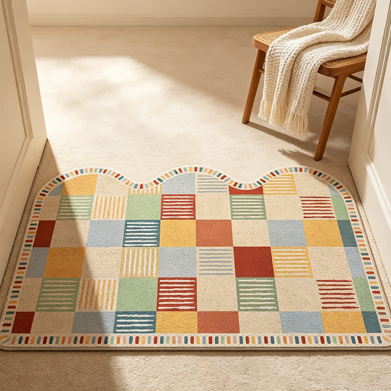 Tapis d'entrée imprimé patchwork colorblock Ownkoti - image 1