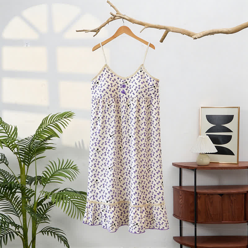nuisette violette à manches à nœud et à volants - Blanc - 2XL - image 0