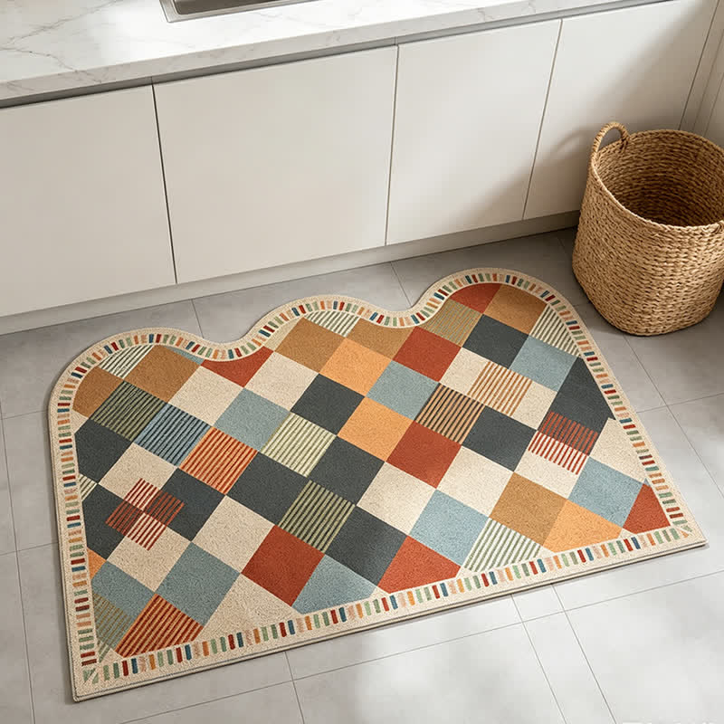 Tapis Ownkoti rétro patchwork à bord ondulé - image 3