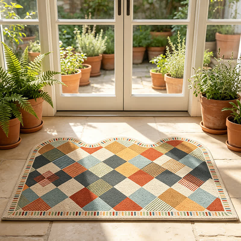 Tapis Ownkoti rétro patchwork à bord ondulé - image 2