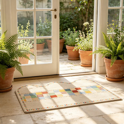 Tapis Ownkoti rétro à bords ondulés et blocs de couleur - image 2