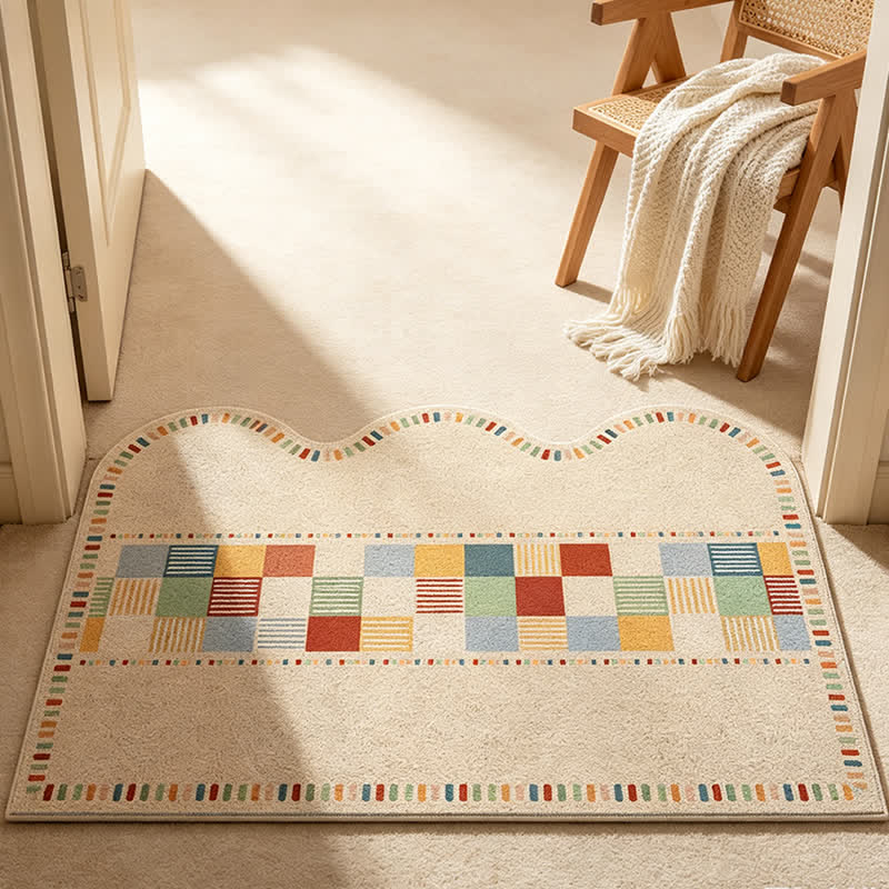 Tapis Ownkoti rétro à bords ondulés et blocs de couleur - image 1