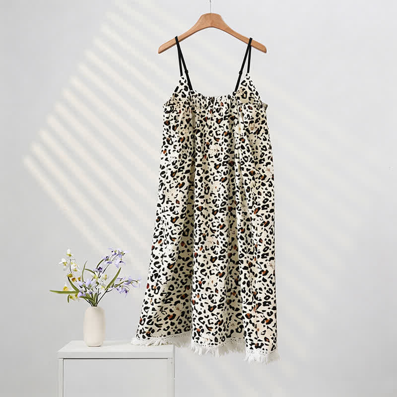 Robe d'intérieur à imprimé léopard et à franges - image 2