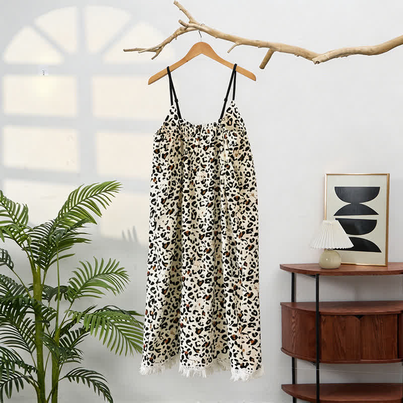 Robe d'intérieur à imprimé léopard et à franges - image 4