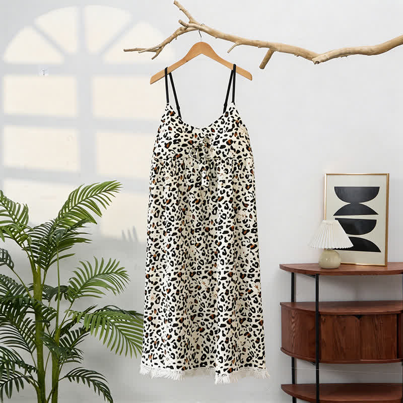 Robe d'intérieur à imprimé léopard et à franges - image 3