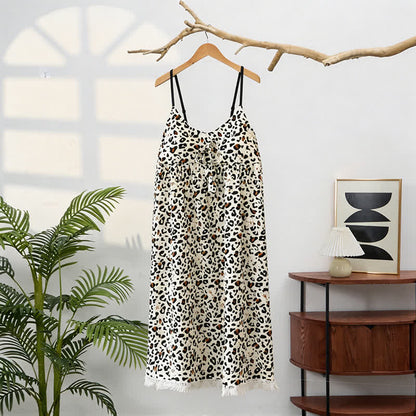 Robe d'intérieur à imprimé léopard et à franges - image 3