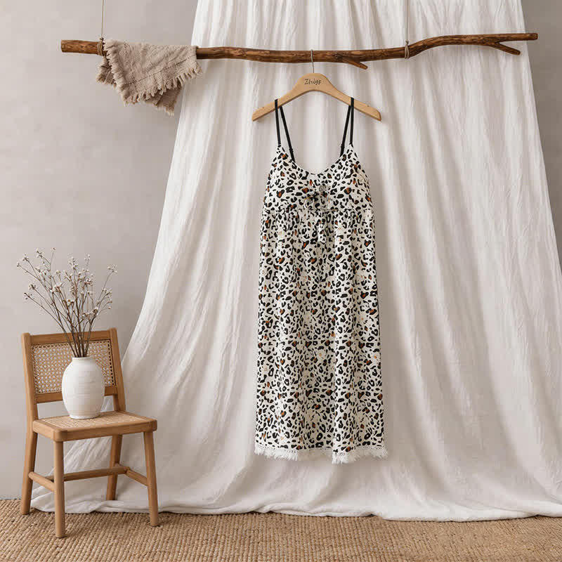 Robe d'intérieur à imprimé léopard et à franges - image 5