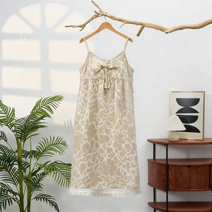 Chemise de nuit couleur crème à motifs floraux et à pompons - image 3