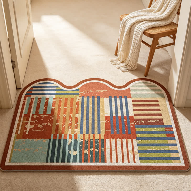 Tapis Ownkoti rétro patchwork à bord ondulé - image 1