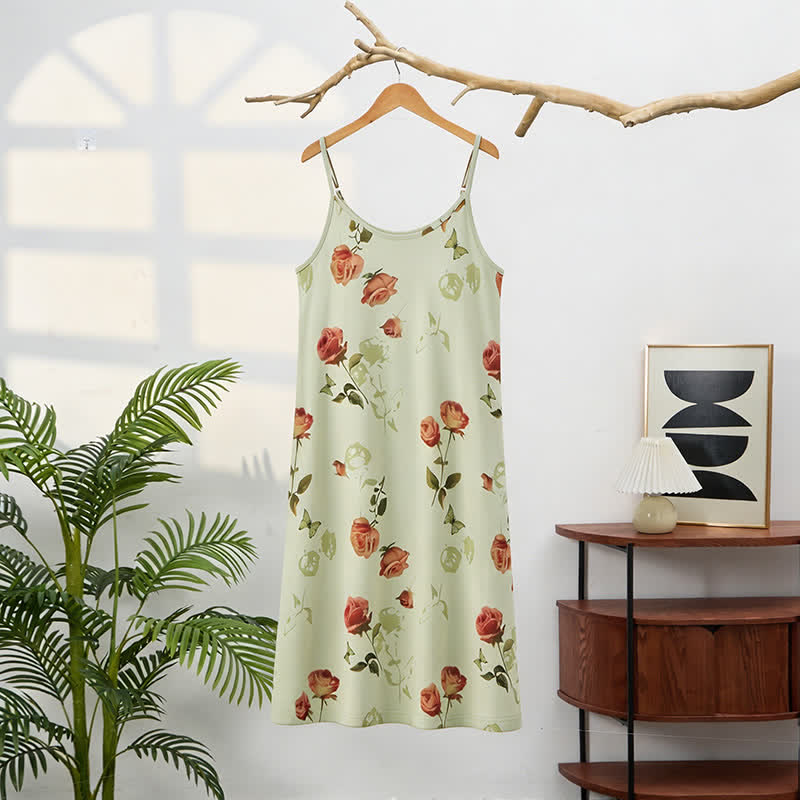 Élégante nuisette sans manches en forme de rose - Vert - XL - image 0