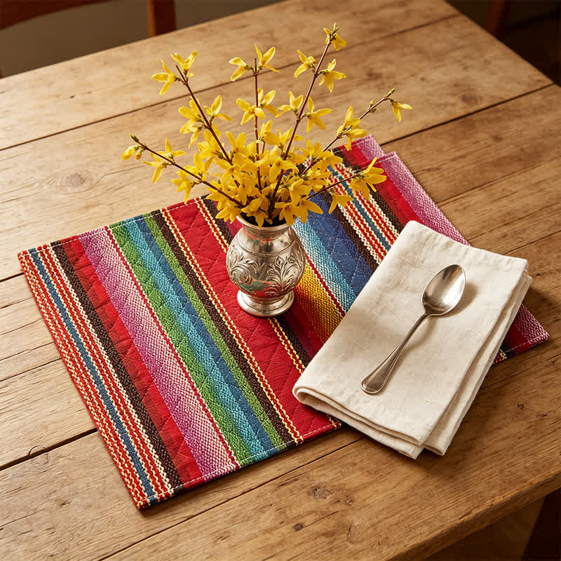 Sets de table en lin à rayures multicolores nordiques Ownkoti - image 2