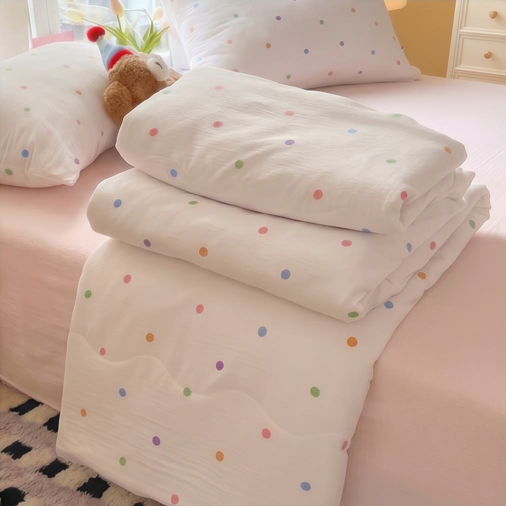 Ensemble de literie Ownkoti Rainbow Polka Dot en coton lavé - image 3
