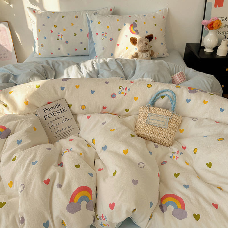 Ensemble de literie doux au toucher Ownkoti Rainbow Hearts - Coloré - Reine - Ensemble de literie - image 0