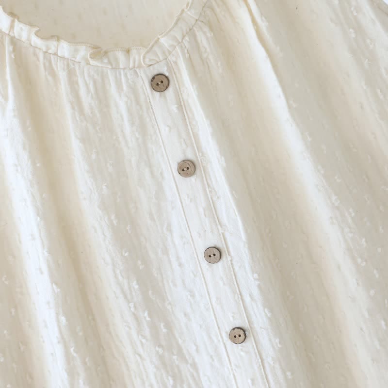Robe d'intérieur sans manches en coton texturé blanc - image 6