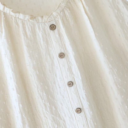 Robe d'intérieur sans manches en coton texturé blanc - image 6