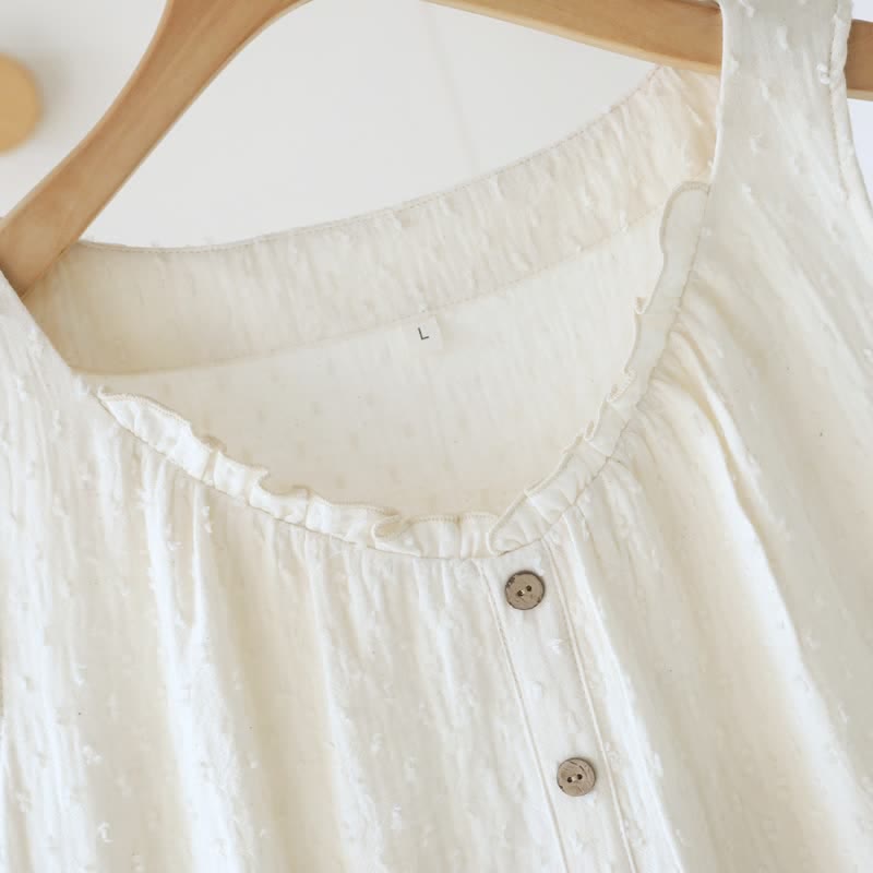 Robe d'intérieur sans manches en coton texturé blanc - image 7