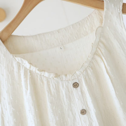 Robe d'intérieur sans manches en coton texturé blanc - image 7