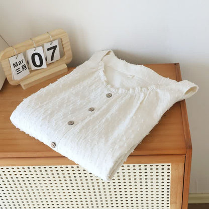 Robe d'intérieur sans manches en coton texturé blanc - image 2