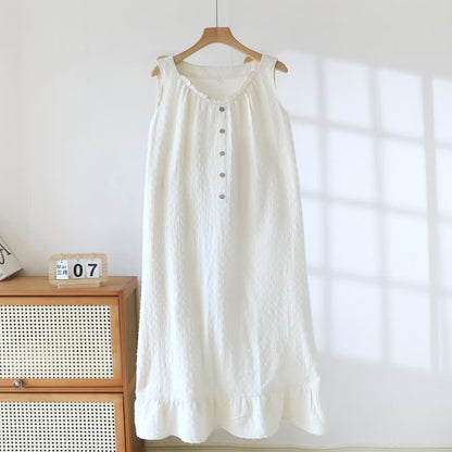 Robe d'intérieur sans manches en coton texturé blanc - image 1