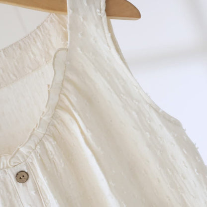 Robe d'intérieur sans manches en coton texturé blanc - image 8