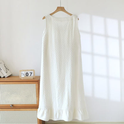 Robe d'intérieur sans manches en coton texturé blanc - image 3