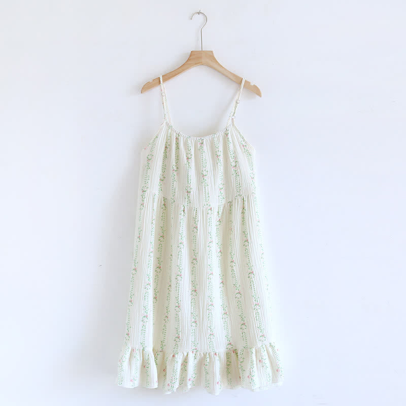 Chemise de nuit en coton à volants et à motif floral frais - image 3