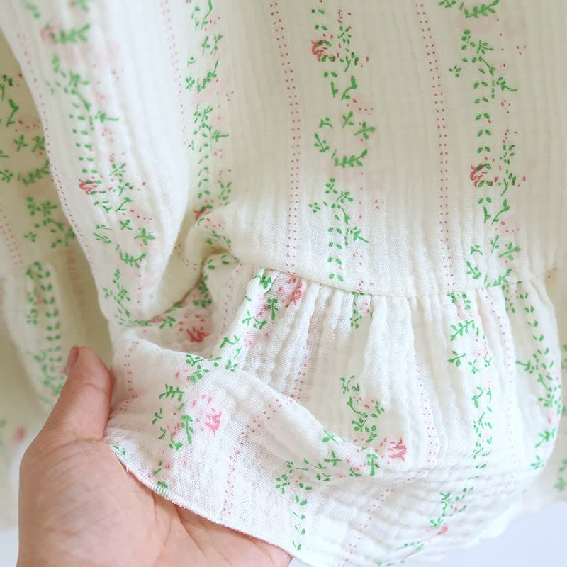 Chemise de nuit en coton à volants et à motif floral frais - image 9