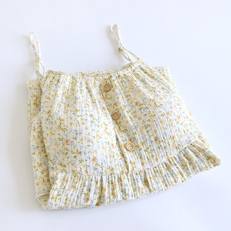 Robe d'intérieur en coton à volants et à motifs floraux - image 1