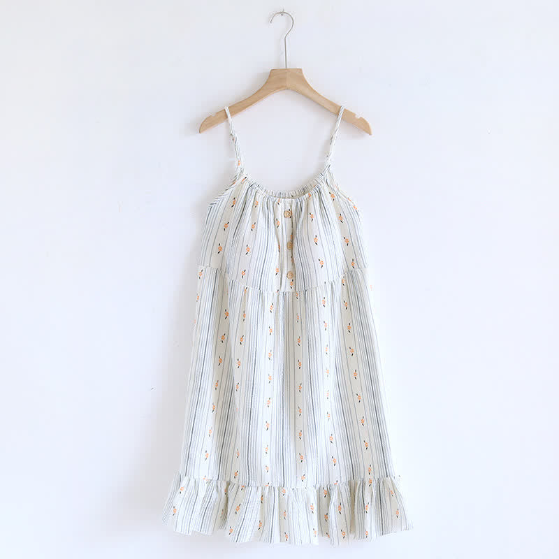 Chemise de nuit en coton doux et fleuri avec des volants - Blanc - XL - image 0