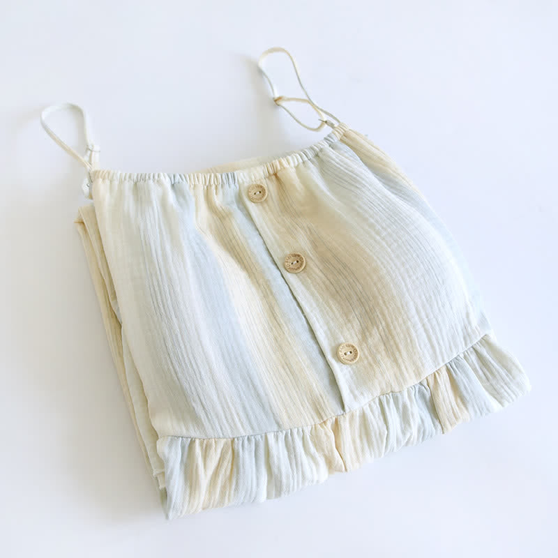 Chemise de nuit en coton à rayures pastel et jupe à volants - image 1