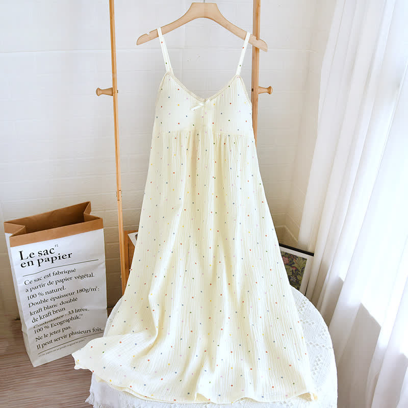 Robe d'intérieur en gaze de coton à pois arc-en-ciel - Blanc - XL - image 0