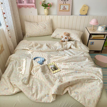 Parure de lit en coton à bordure florale crème Ownkoti - image 1