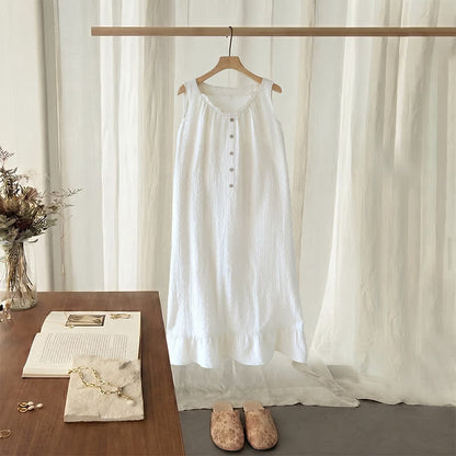 Robe d'intérieur sans manches en coton texturé blanc - Blanc - XL - image 0