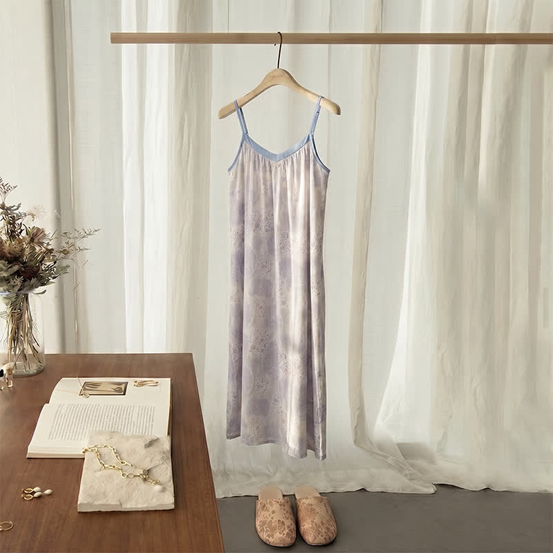 Robe d'intérieur sans manches couleur lavande avec un col en V - Violet - 2XL - image 0