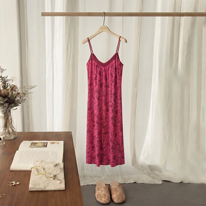 Robe d'intérieur en coton à motifs de roses et de fleurs - Rose - 2XL - image 0