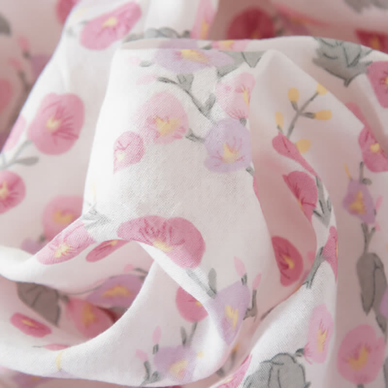 Chemise de nuit en coton rose poudré à motifs floraux - image 8