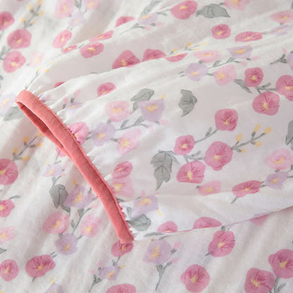 Chemise de nuit en coton rose poudré à motifs floraux - image 7