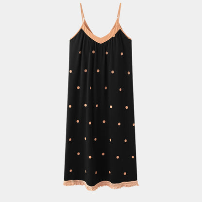 Robe d'intérieur en coton noir à pois blancs - image 7