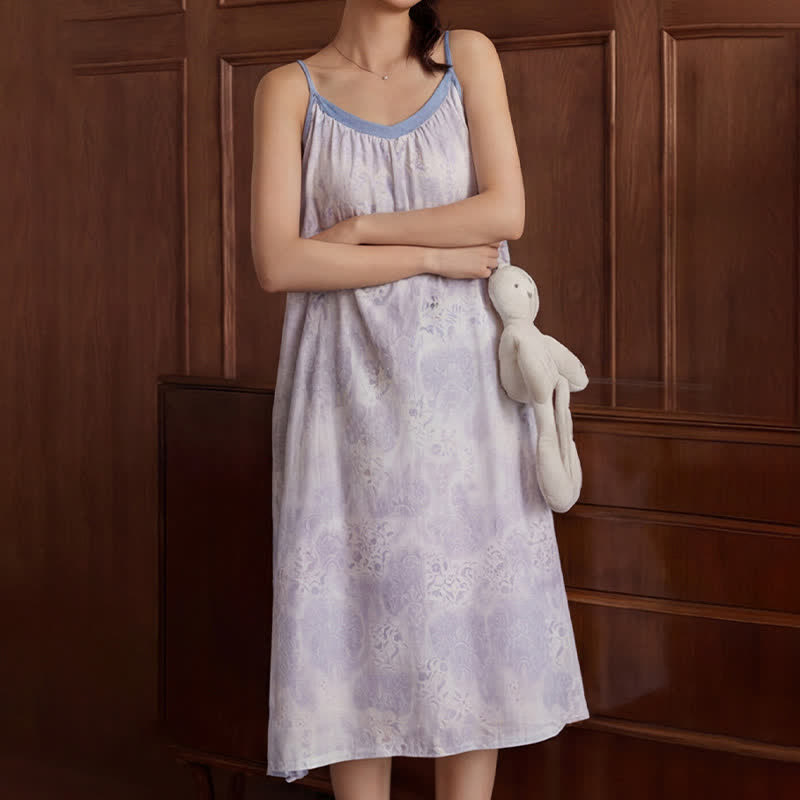 Robe d'intérieur sans manches couleur lavande avec un col en V - image 4