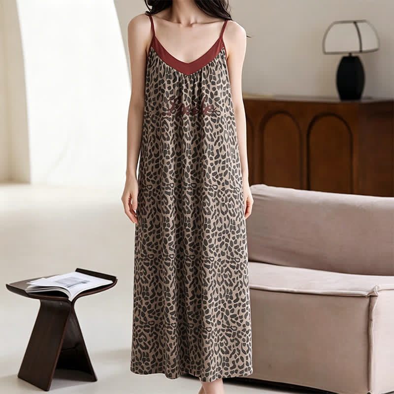 Chemise de nuit en coton à imprimé léopard - image 3