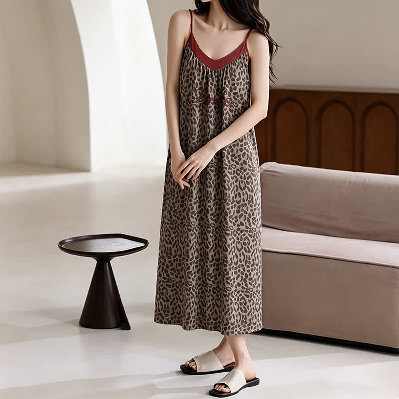 Chemise de nuit en coton à imprimé léopard - image 4