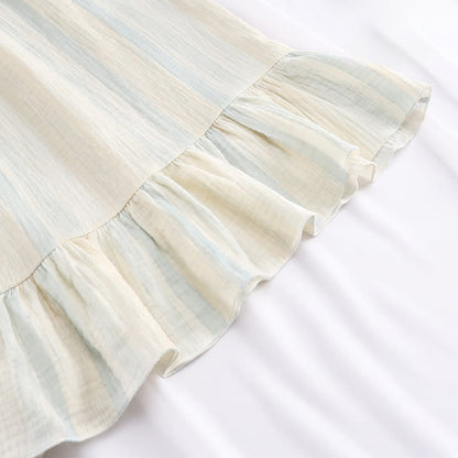 Chemise de nuit en coton à rayures pastel et jupe à volants - image 3