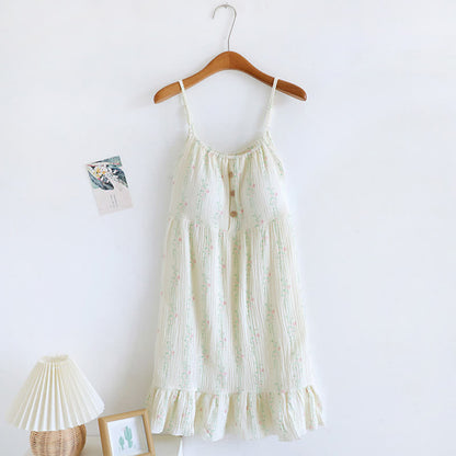 Chemise de nuit en coton à volants et à motif floral frais - image 2