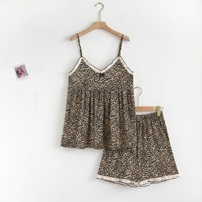 Ensemble pyjama composé d'un débardeur et d'un short en modal imprimé - Noir - 2XL - image 0