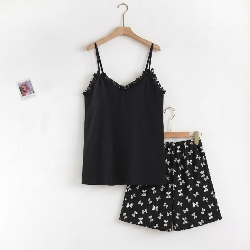 Ensemble pyjama avec short et imprimé nœud papillon - Noir - 2XL - image 0
